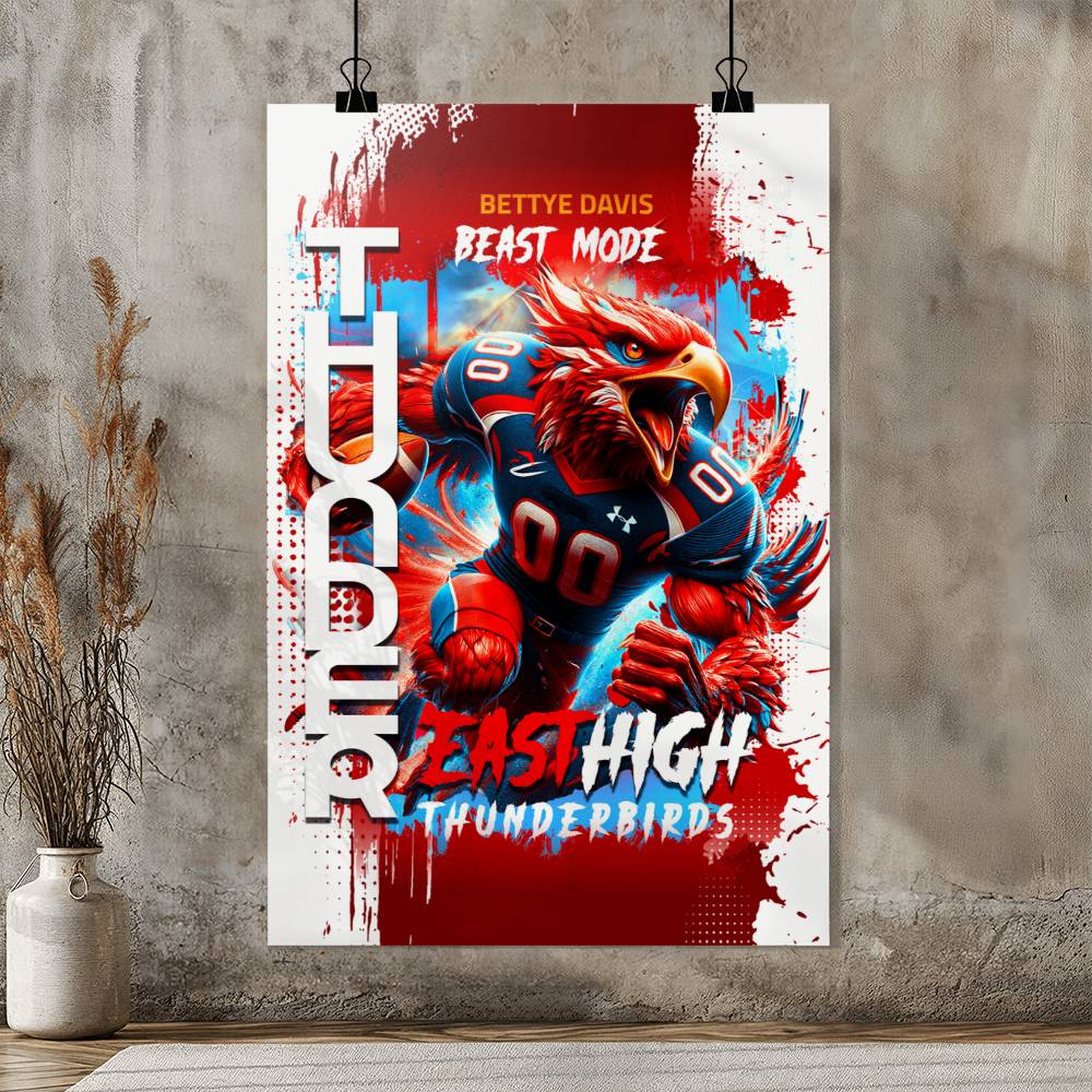 🦅 Electrify Your Space with the East High Thunderbirds Spirit Poster! ⚡🔥